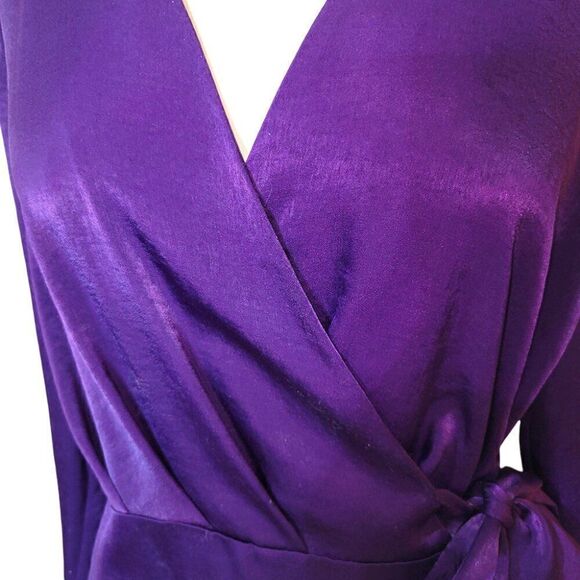 Worthington purple silky crossover top blouse - Picture 4 of 6